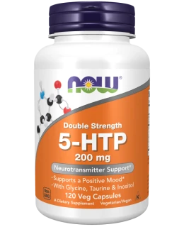 NOW 5-HTP + Glycin, Taurin a Inositol, 200 mg, 120 rostlinných kapslí